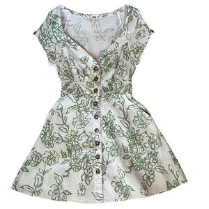 Free People Dress A Thing Called Love Ivory Combo Floral Linen Blend Min…